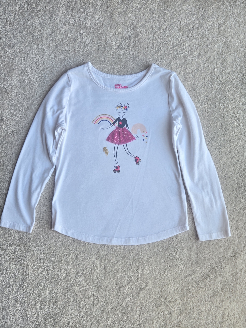 Epic Threads Girls' White Long-Sleeve Graphic Tee - Pink Accent